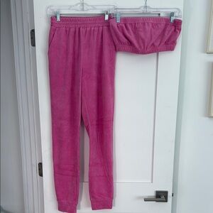 Superdown Vibrant Pink Jogger Sweatpants and top **set**